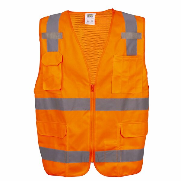 Cordova COR-BRITE Surveyor Vests, Orange, Solid Front Fabric & Polyester Mesh Back, 4XL VS2804XL